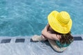 Girl Yellow Hat Pool Royalty Free Stock Photo