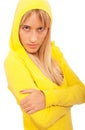 Girl in yellow hood Royalty Free Stock Photo