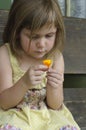 Girl with yellow poppy flower Royalty Free Stock Photo