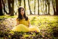 Girl in yellow princess dress