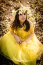 Girl in yellow princess dress