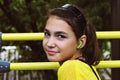 Girl in a yellow sweater. Royalty Free Stock Photo