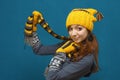 Girl in yellow winter hat