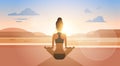 Girl Yoga Lotus Position Sport Fitness Woman Exercise Workout On Sunset Royalty Free Stock Photo