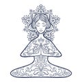 Ornamental woman in a yoga pose Vector illustration in ethnic, boho styles.