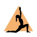 Girl in yoga pose on the triangle background. EPS,JPG. Royalty Free Stock Photo