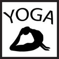 Girl in yoga position. Black female silhouette on white background. Royalty Free Stock Photo
