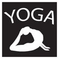 Girl in yoga position. White female silhouette on black background Royalty Free Stock Photo