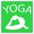Girl in yoga position. White female silhouette on green background. Royalty Free Stock Photo