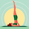 Girl in Yoga Shoulderstand Pose or Sarvangasana