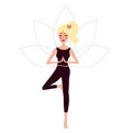 Girl yoga vector illustration Royalty Free Stock Photo