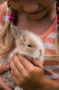 Girl with young bunny rabbit Royalty Free Stock Photo