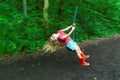 Girl Having Fun on Zip Wire Royalty Free Stock Photo