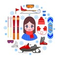 Girland sports winter equipment Royalty Free Stock Photo