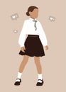 Vector illustration depicting a schoolgirl. Flat illustration. vector illustration