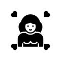 Black solid icon for Girlfriend, girl and lover