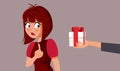 Girlfriend Refusing Gift Vector Cartoon Illustration