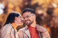 Girlfriend telling her boyfriend a surprising news Royalty Free Stock Photo