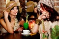 Girlfriends in cafe Royalty Free Stock Photo