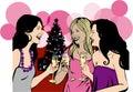 Girlfriends celebrate Christmas party Royalty Free Stock Photo