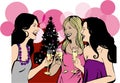 Girlfriends celebrate Christmas party