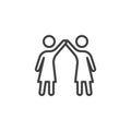 Girlfriends give five each other line icon