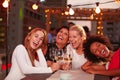 Girlfriends at rooftop party Royalty Free Stock Photo