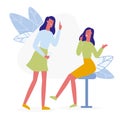 Girlfriends Telling Secret Vector Illustration