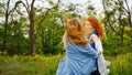 Girlfriends walking in the park.