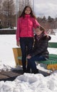 Girlfriends in wintry park Royalty Free Stock Photo