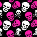 Girlish seamless pattern with skulls