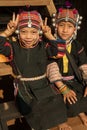 Girls from the Akha ethnic group in traditional clothes