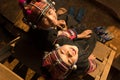 Girls from the Akha ethnic group in traditional clothes