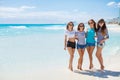 Girls amid a tropical beach. Royalty Free Stock Photo