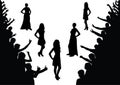 Girls, audience, silhouettes. Fashion show, beauty cont Royalty Free Stock Photo