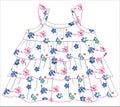 girls baby frocks with flower print vector