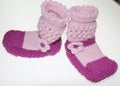 Girls baby socks, socks, gestrick in pink Royalty Free Stock Photo