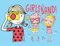 girls band photo print vector art