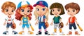 Girls in Baseball Outfits Cartoon Character