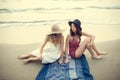 Girls Beach Summer Holiday Vacation Togetherness Concept Royalty Free Stock Photo