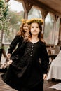 Two girls are walking with wreaths on the head Royalty Free Stock Photo