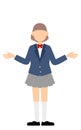 Girls, blazer uniform, Gesture of open arms