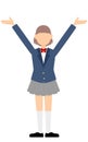 Girls, blazer uniform, Hailing gesture with outstretched arms