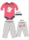 girls bodysuit with pant cat print art