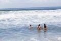 Girls Boy Swim Ocean Beach Royalty Free Stock Photo