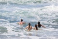 Girls Boy Swim Ocean Beach Royalty Free Stock Photo