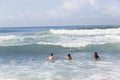 Girls Boy Swim Waves Beach Royalty Free Stock Photo