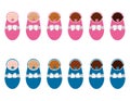 Girls and boys babies with different skin color. Young children or newborns race diversity. Multinational vector