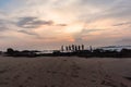 Girls Boys Family Silhouetted Beach Ocean Sunrise