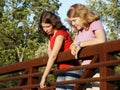 Girls on bridge Royalty Free Stock Photo